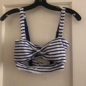 Nautical blue/white striped crop top